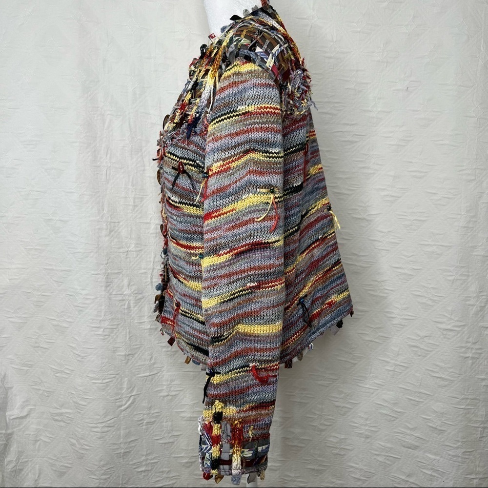 Sandy Starkman Women's  Multi Color Button Down Sweater Knitted Jacket - Picture 2 of 10